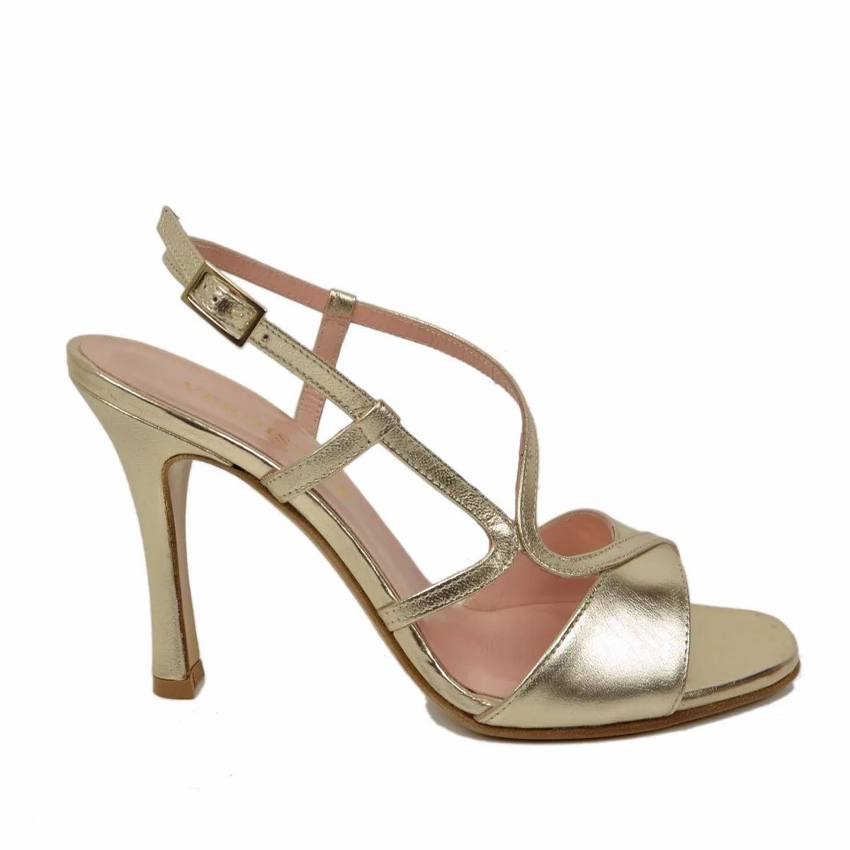 Sandali Donna Platino con Cinturino e Fondo Cuoio Made in Italy