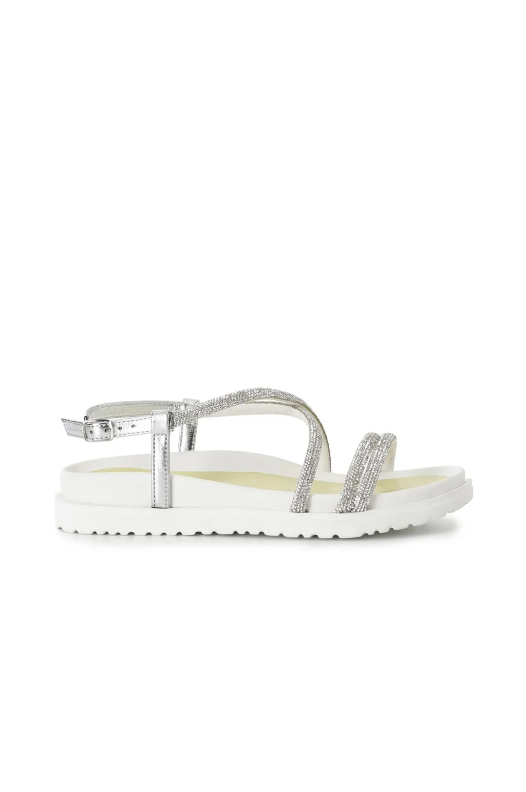 sandali fasce con strass argento