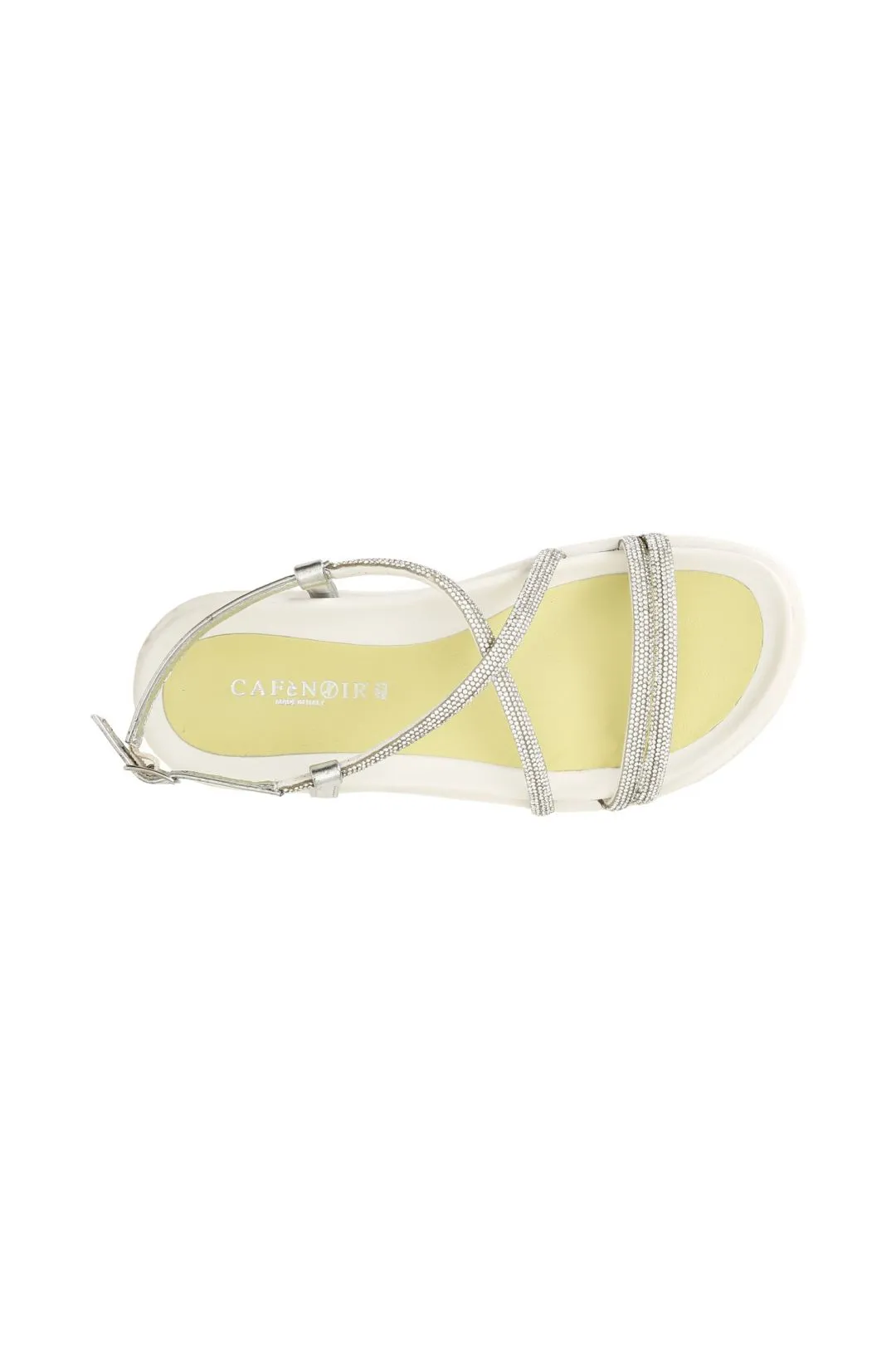 sandali fasce con strass argento