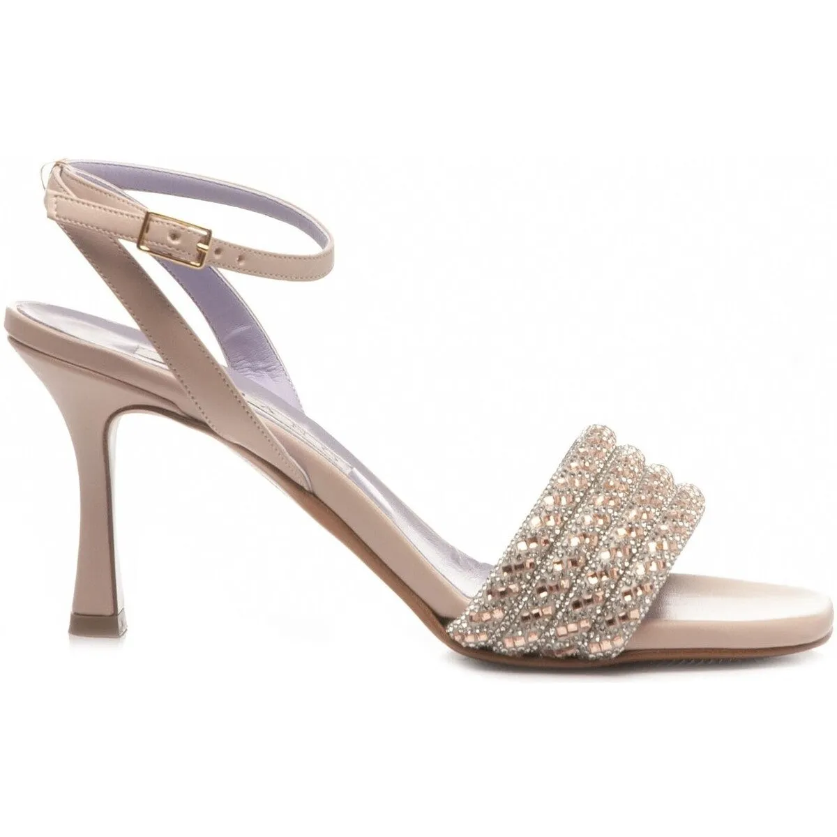 SANDALI FASCIA STRASS CIPRIA E ARGENTO