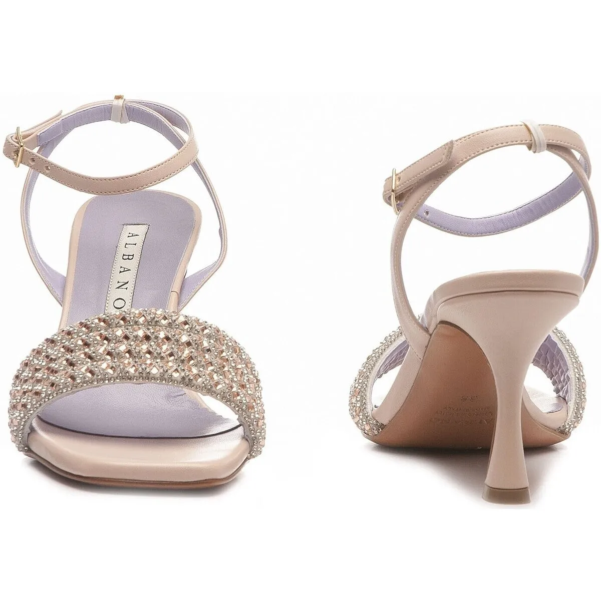 SANDALI FASCIA STRASS CIPRIA E ARGENTO