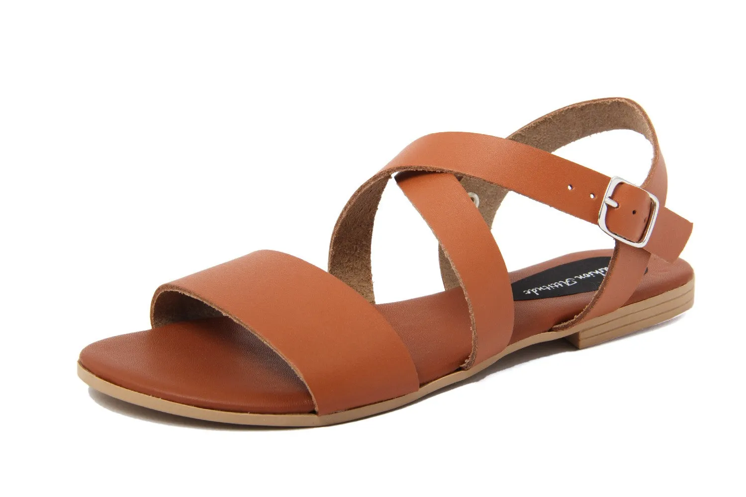Sandali Flat Made in Italy in pelle colore Cuoio