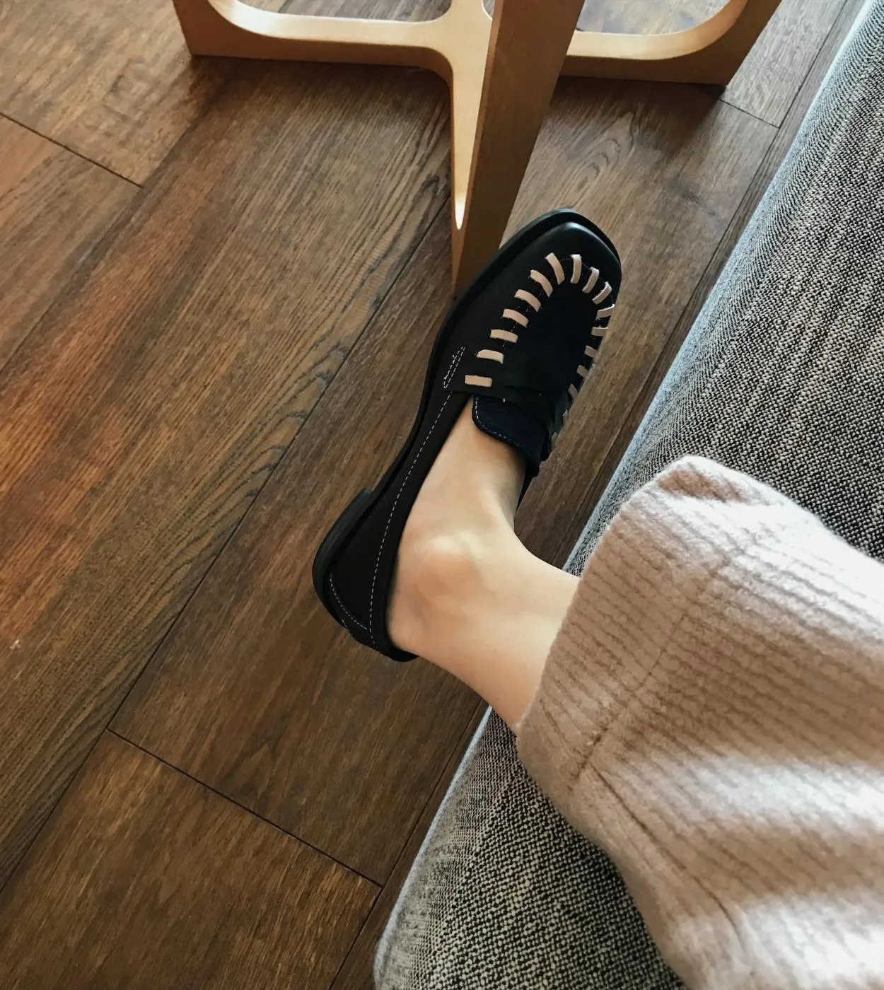 Scarpe da donna Décolleté con punta quadrata intrecciata con tacco basso Décolleté con tacco grosso in contrasto di colore Décol