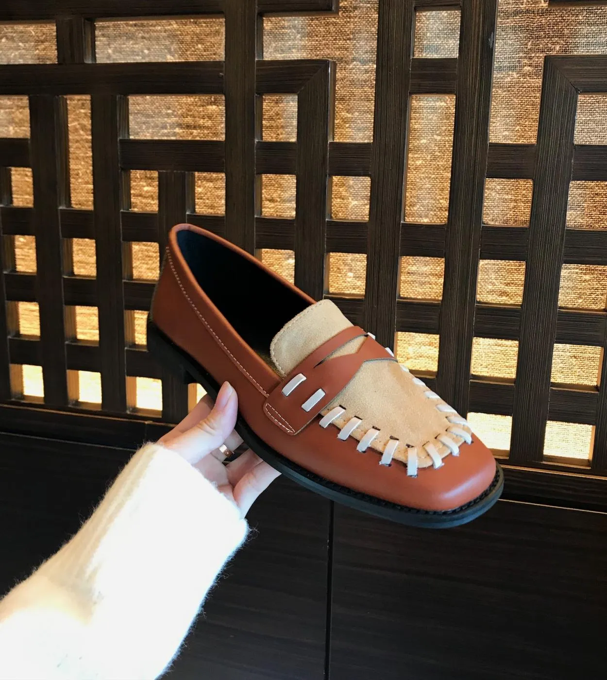 Scarpe da donna Décolleté con punta quadrata intrecciata con tacco basso Décolleté con tacco grosso in contrasto di colore Décol