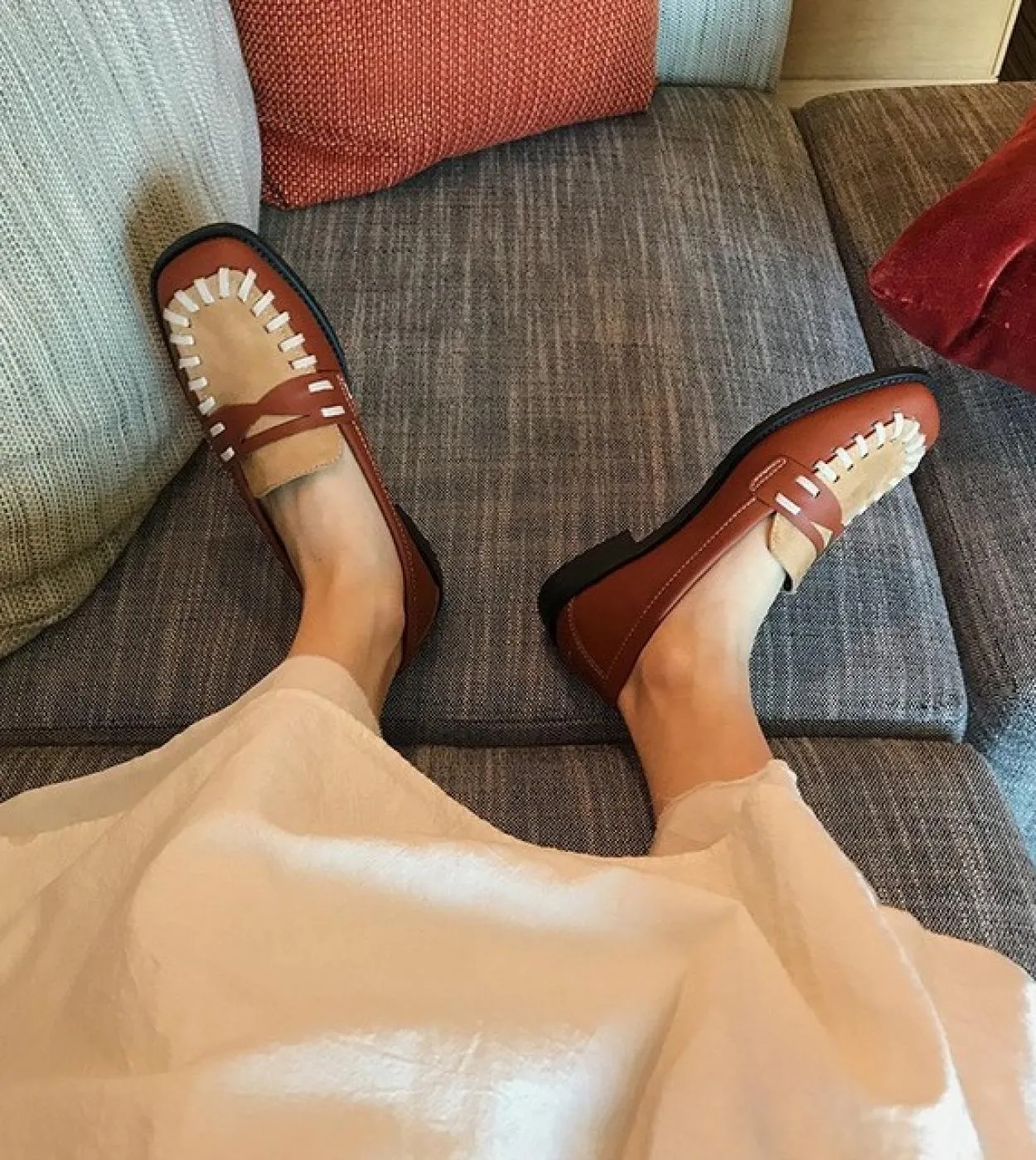 Scarpe da donna Décolleté con punta quadrata intrecciata con tacco basso Décolleté con tacco grosso in contrasto di colore Décol