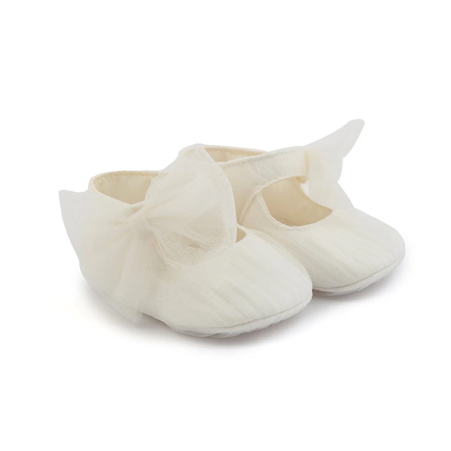 Scarpina Bianco Panna In Tulle Bimba