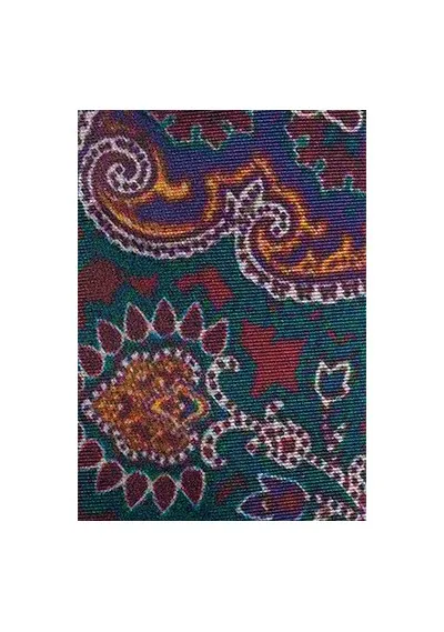 Sciarpa a cravatta larga verde abete con motivo Paisley