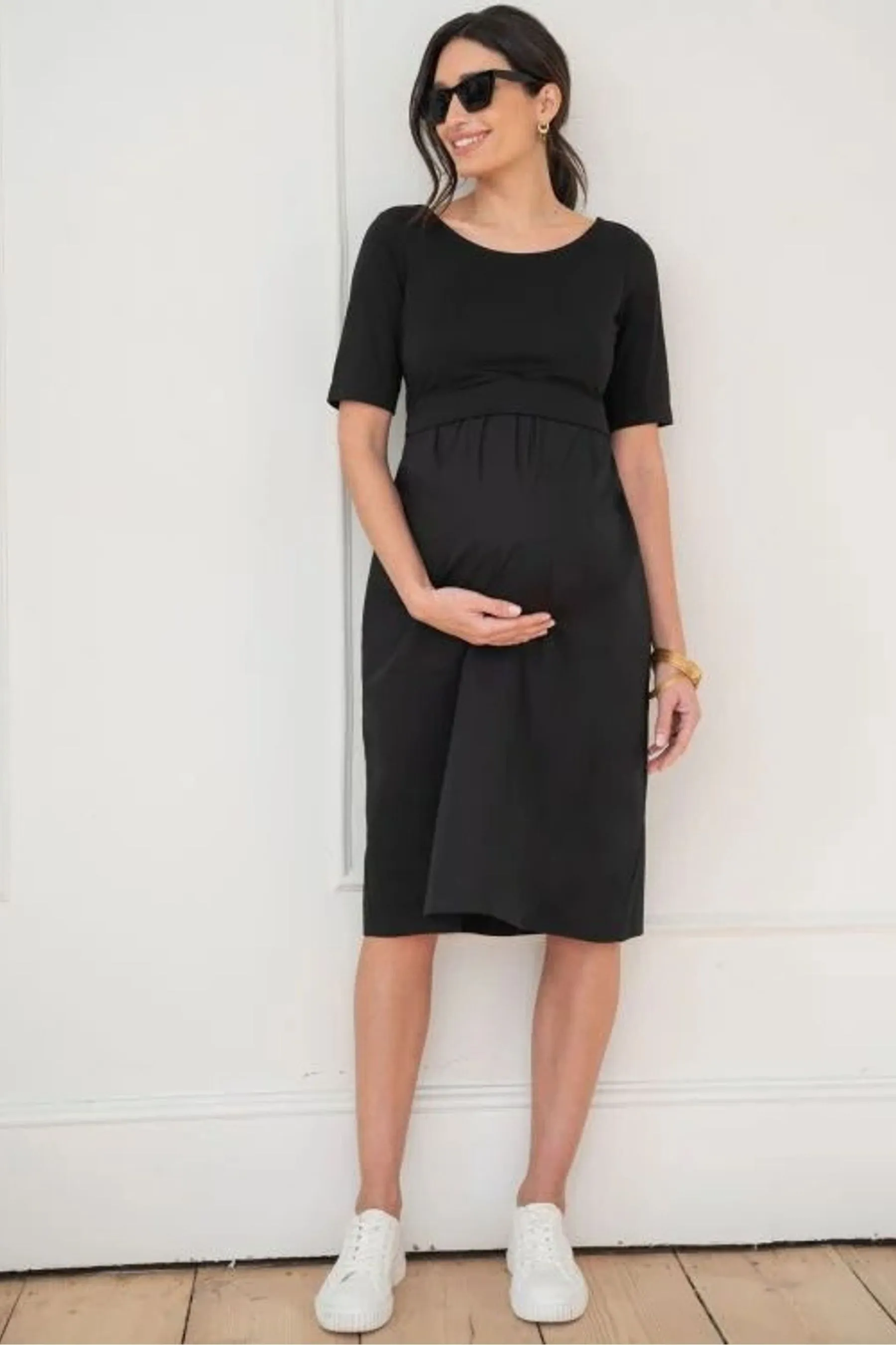 Seraphine - Abito premaman in popeline di cotone con Nero - Top