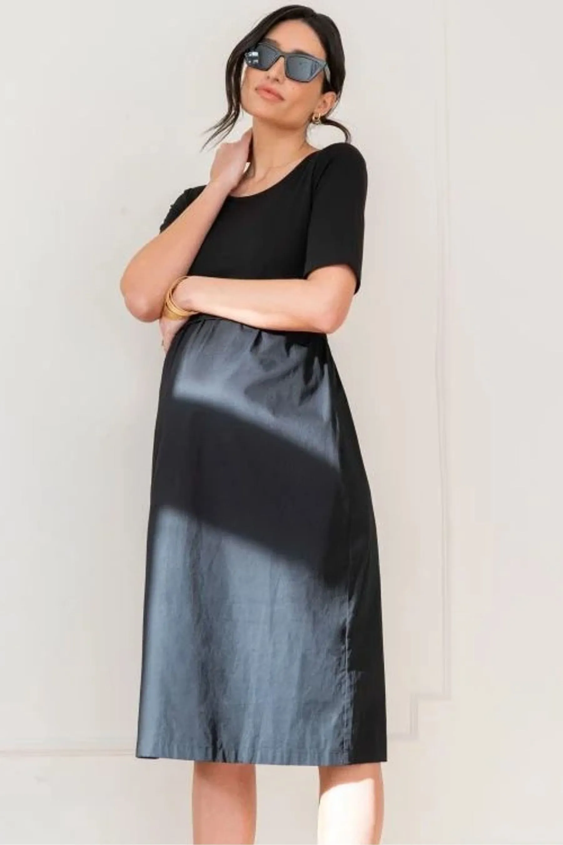 Seraphine - Abito premaman in popeline di cotone con Nero - Top