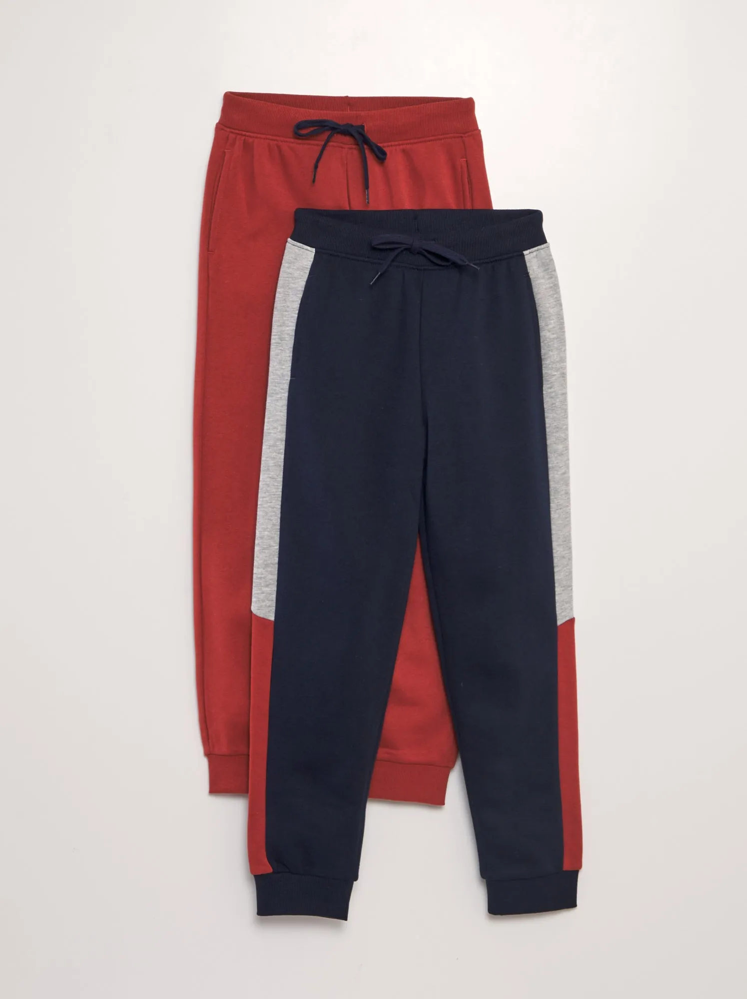 Set di 2 joggers in tessuto felpato - ROSSO