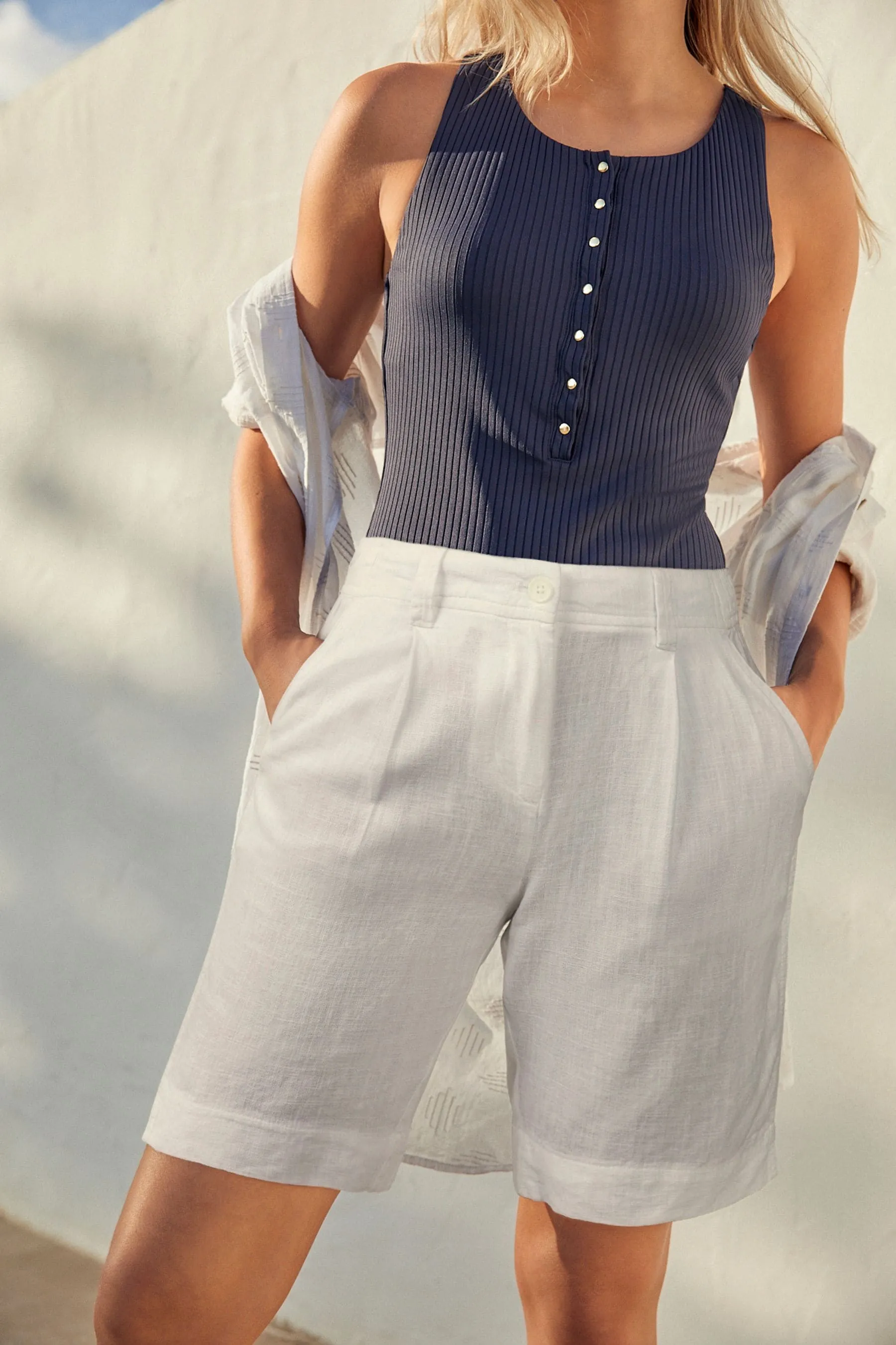 Shorts Blend al ginocchio in lino
