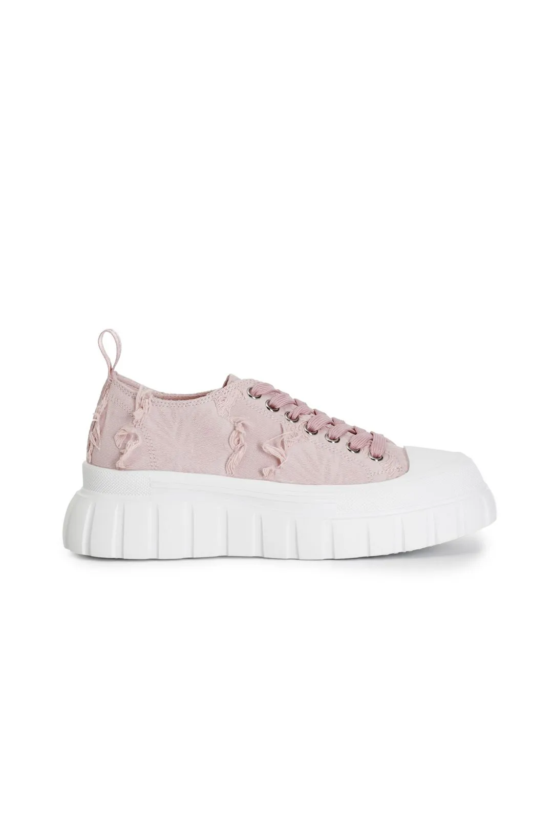 sneakers in tessuto sfrangiato cipria