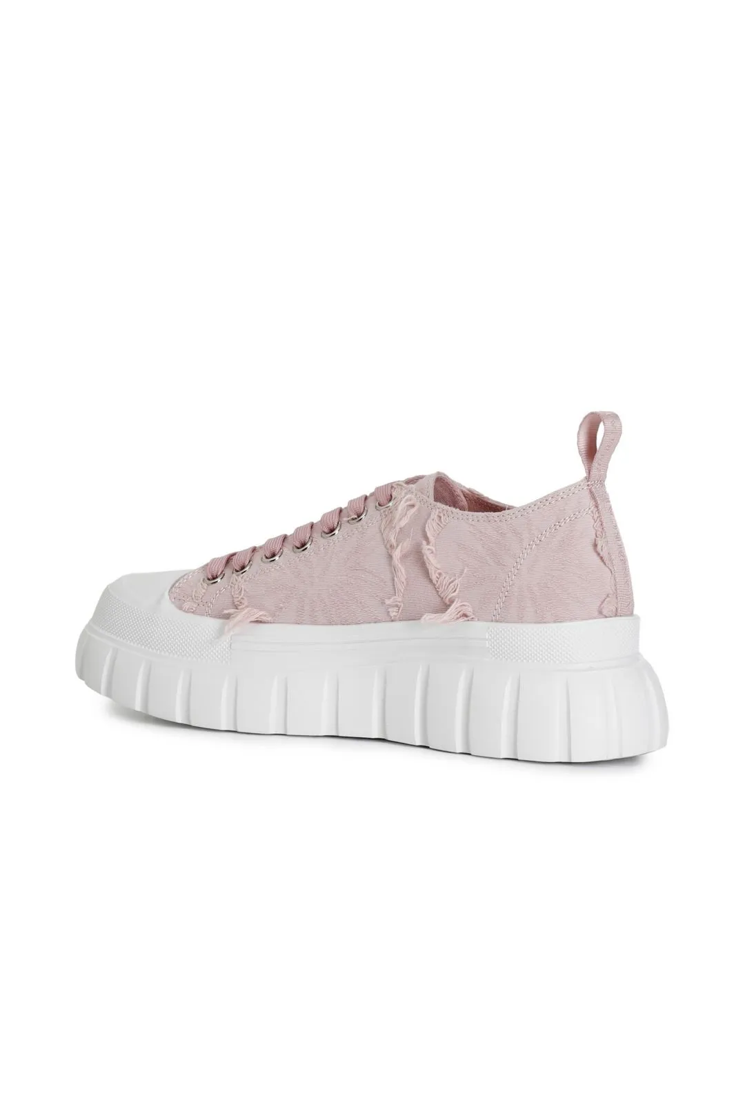 sneakers in tessuto sfrangiato cipria