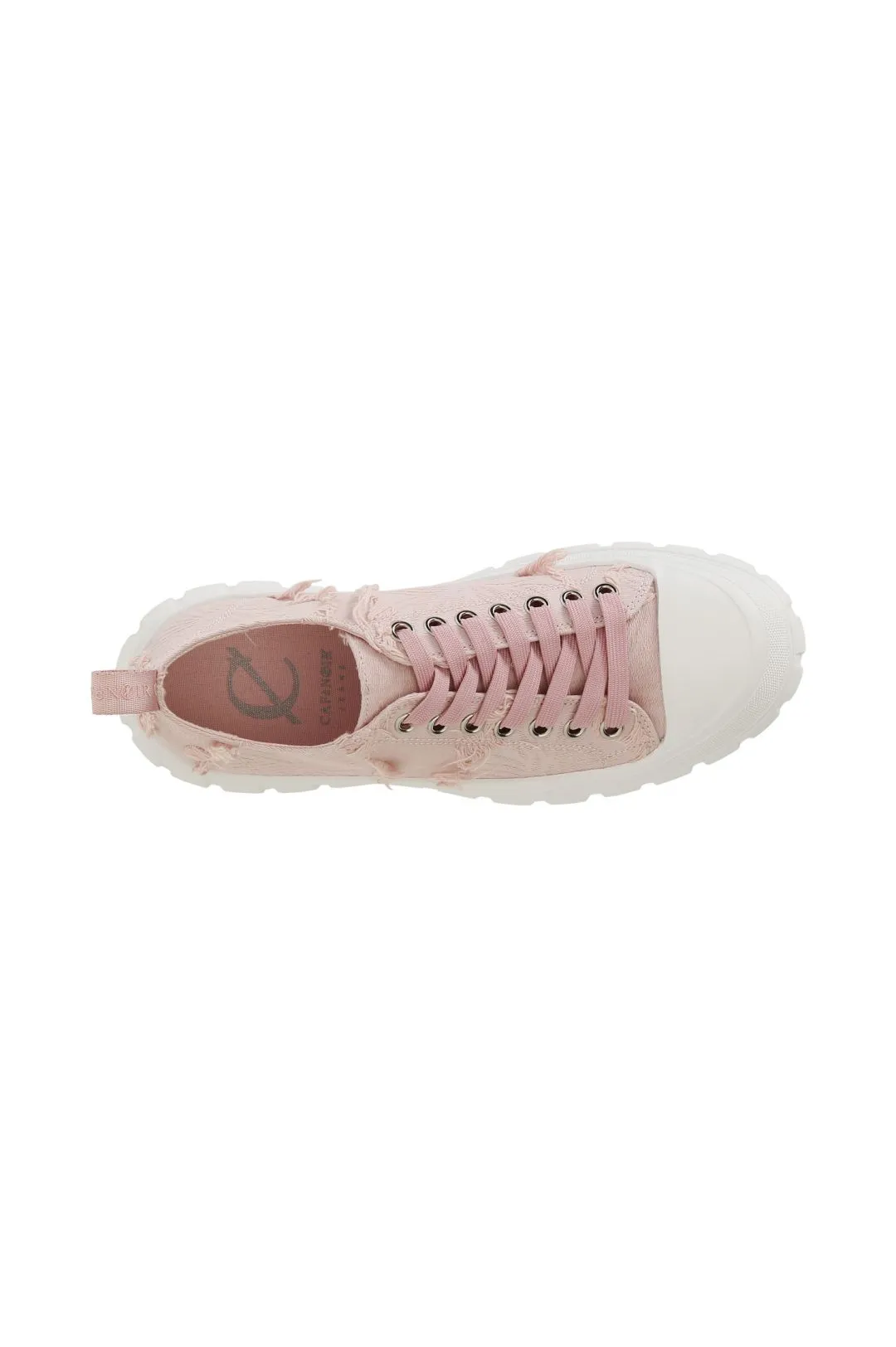 sneakers in tessuto sfrangiato cipria