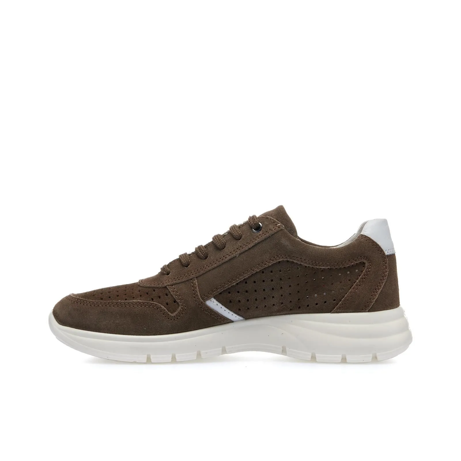 Sneakers marroni uomo in pelle scamosciata con zip
