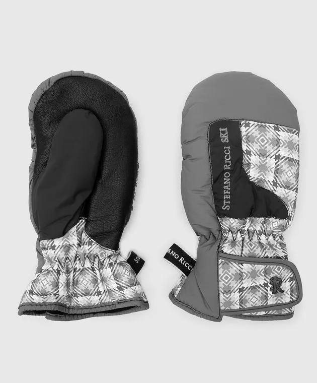 Stefano Ricci Guanti grigi per bambini con motivo YLG6S40020HN0022