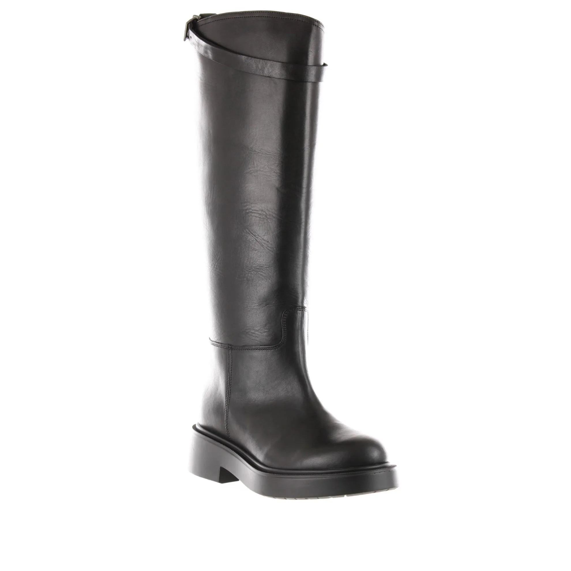 Stivale in pelle con cinturino decorativo