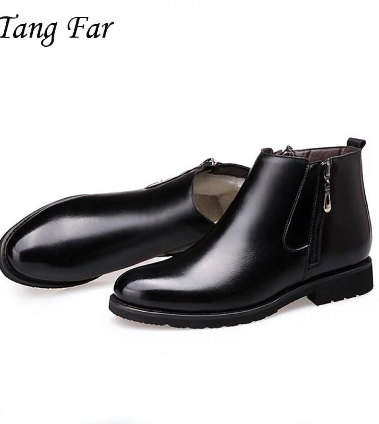 Stivali da uomo Zipper Designer Scarpe da cerimonia invernali da uomo Stivali di pelliccia britannici Stivali in vera pelle a pu