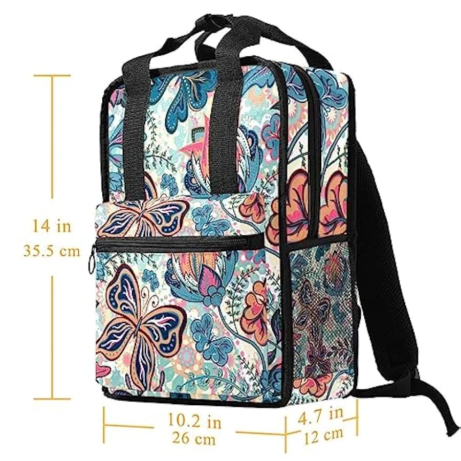 suojapuku Zaino casual per uomo e donna Zaino classico di base,Pianta variopinta Farfalla floreale,Zaino universitario piccolo z