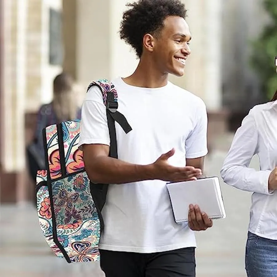 suojapuku Zaino casual per uomo e donna Zaino classico di base,Pianta variopinta Farfalla floreale,Zaino universitario piccolo z