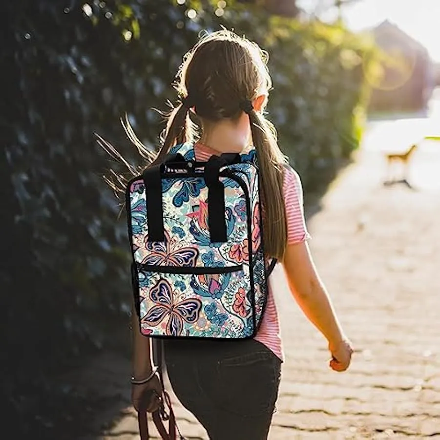 suojapuku Zaino casual per uomo e donna Zaino classico di base,Pianta variopinta Farfalla floreale,Zaino universitario piccolo z