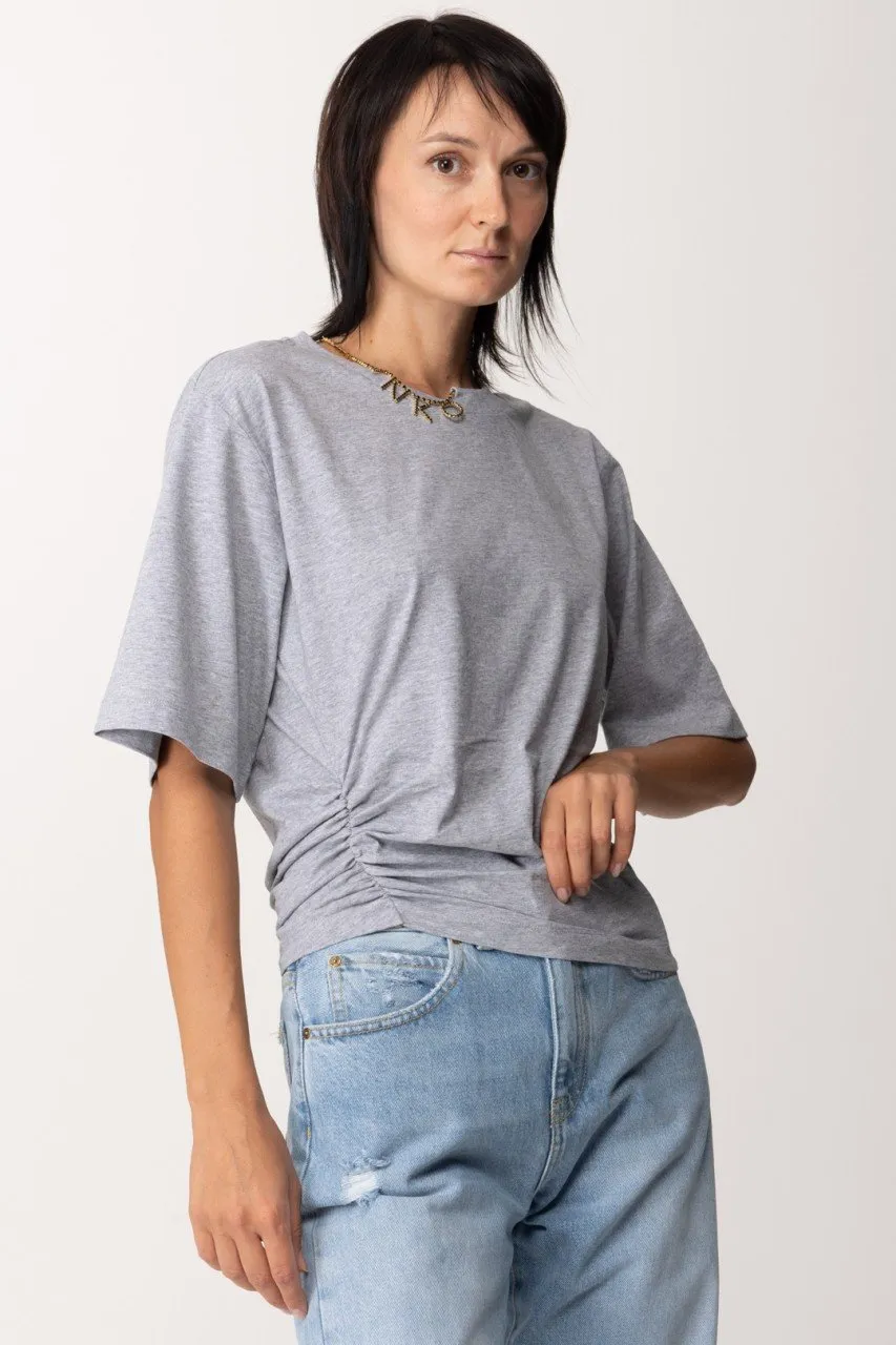 T-shirt asimmetrica con collana in strass GRIGIO PIOGGERELLA
