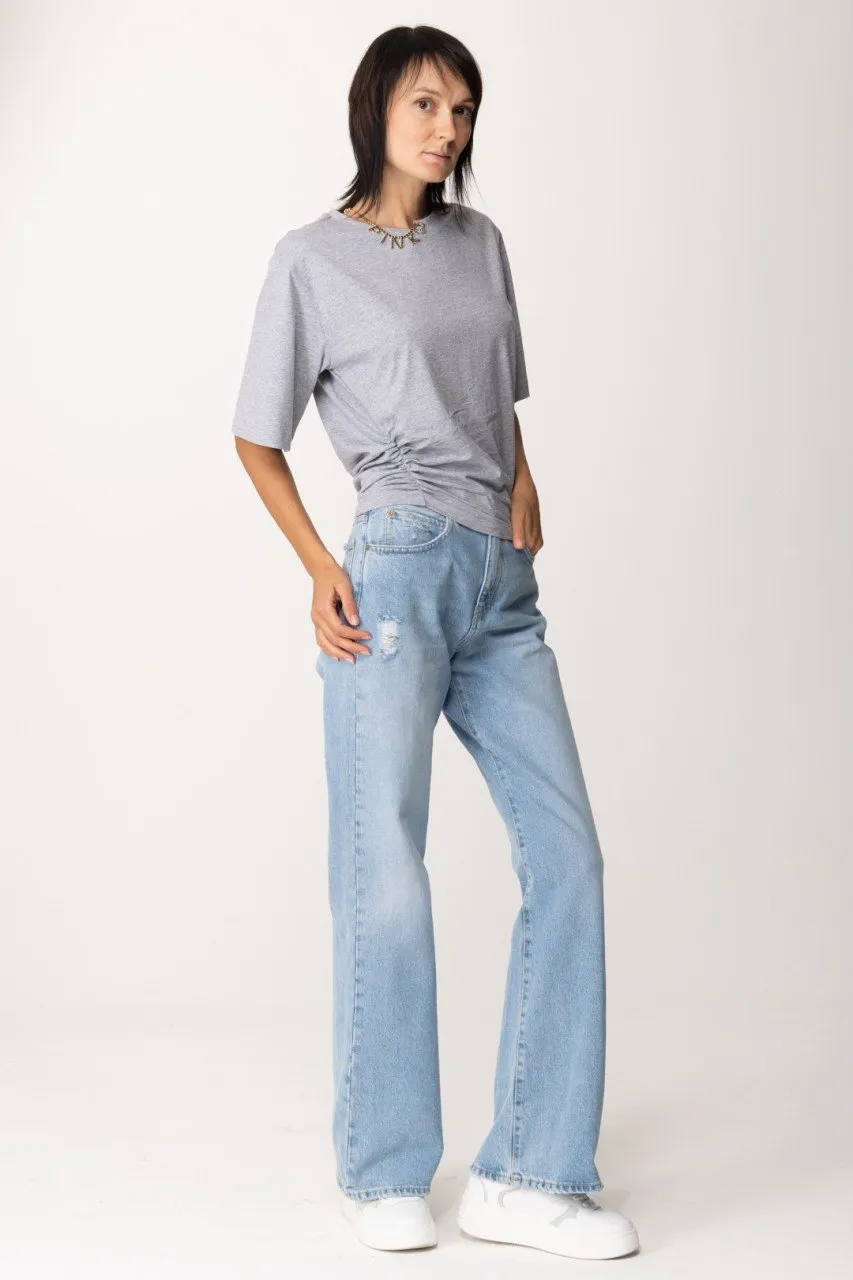 T-shirt asimmetrica con collana in strass GRIGIO PIOGGERELLA