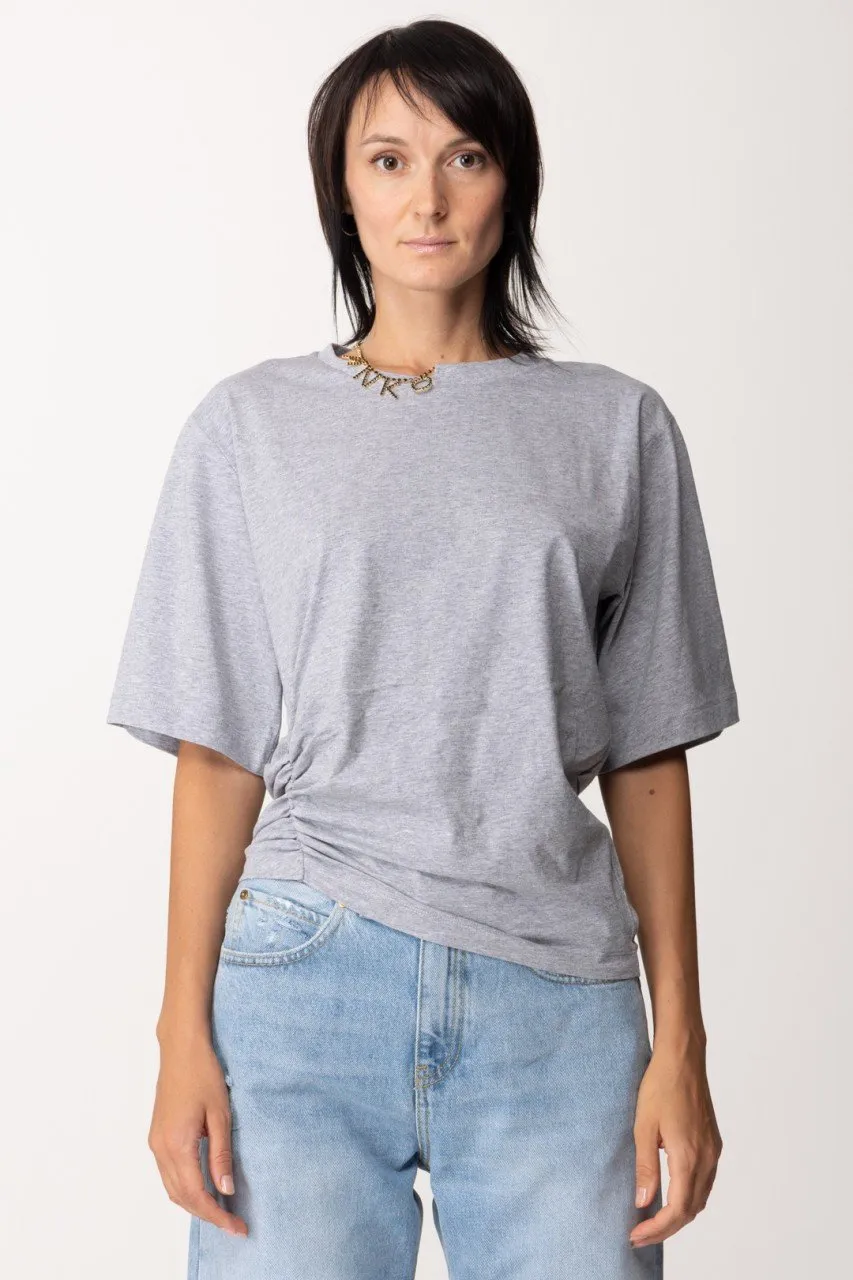 T-shirt asimmetrica con collana in strass GRIGIO PIOGGERELLA