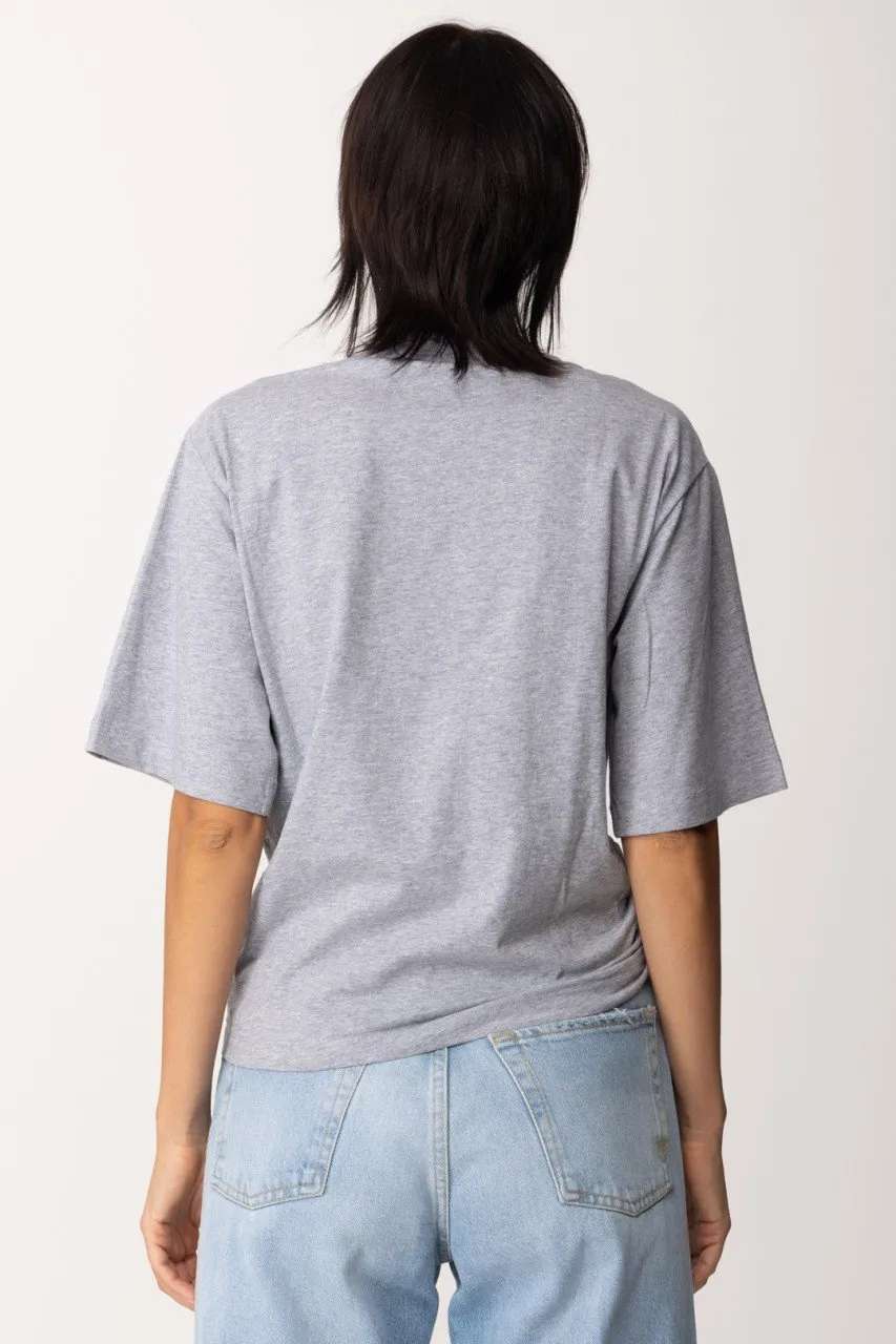T-shirt asimmetrica con collana in strass GRIGIO PIOGGERELLA