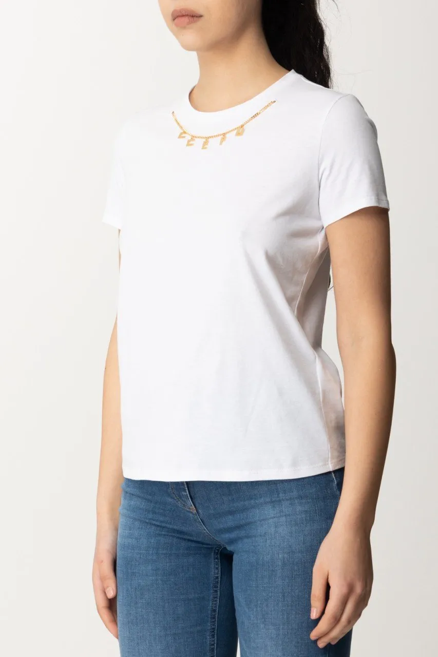 T-shirt con collana con charms Gesso