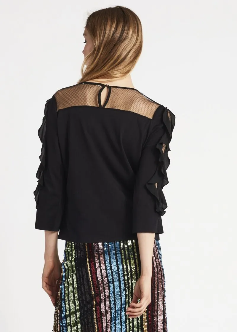T-shirt con inserti in tulle