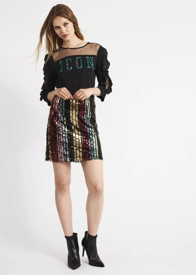 T-shirt con inserti in tulle