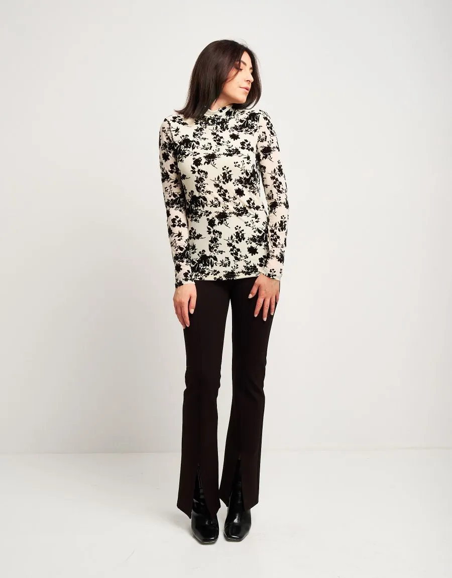 T-shirt in tulle floccato floreale