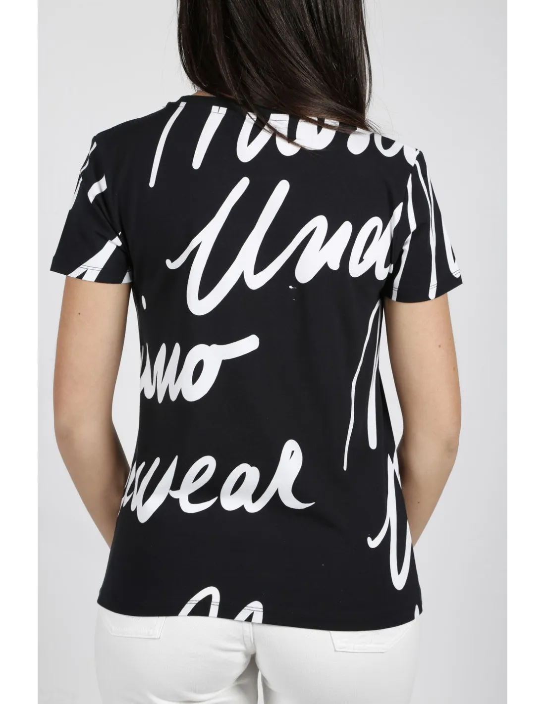 T-shirt nera donna girocollo Moschino
