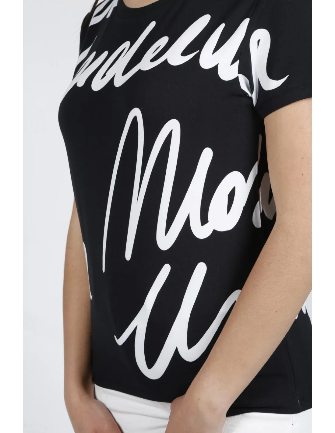 T-shirt nera donna girocollo Moschino
