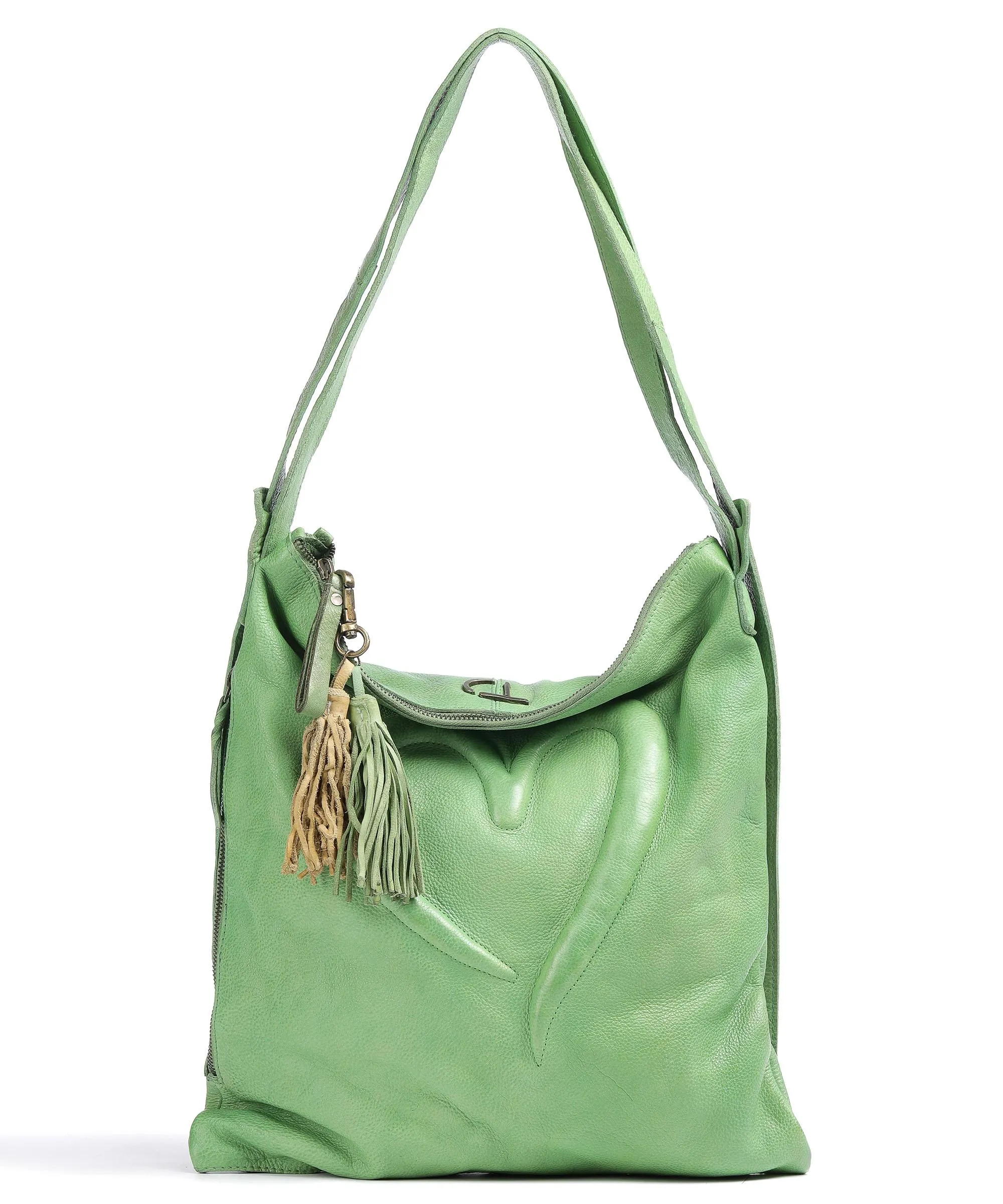  Taschendieb Wien Herzgasse 2 Borsa a zainetto pelle di vacchetta grana verde chiaro  