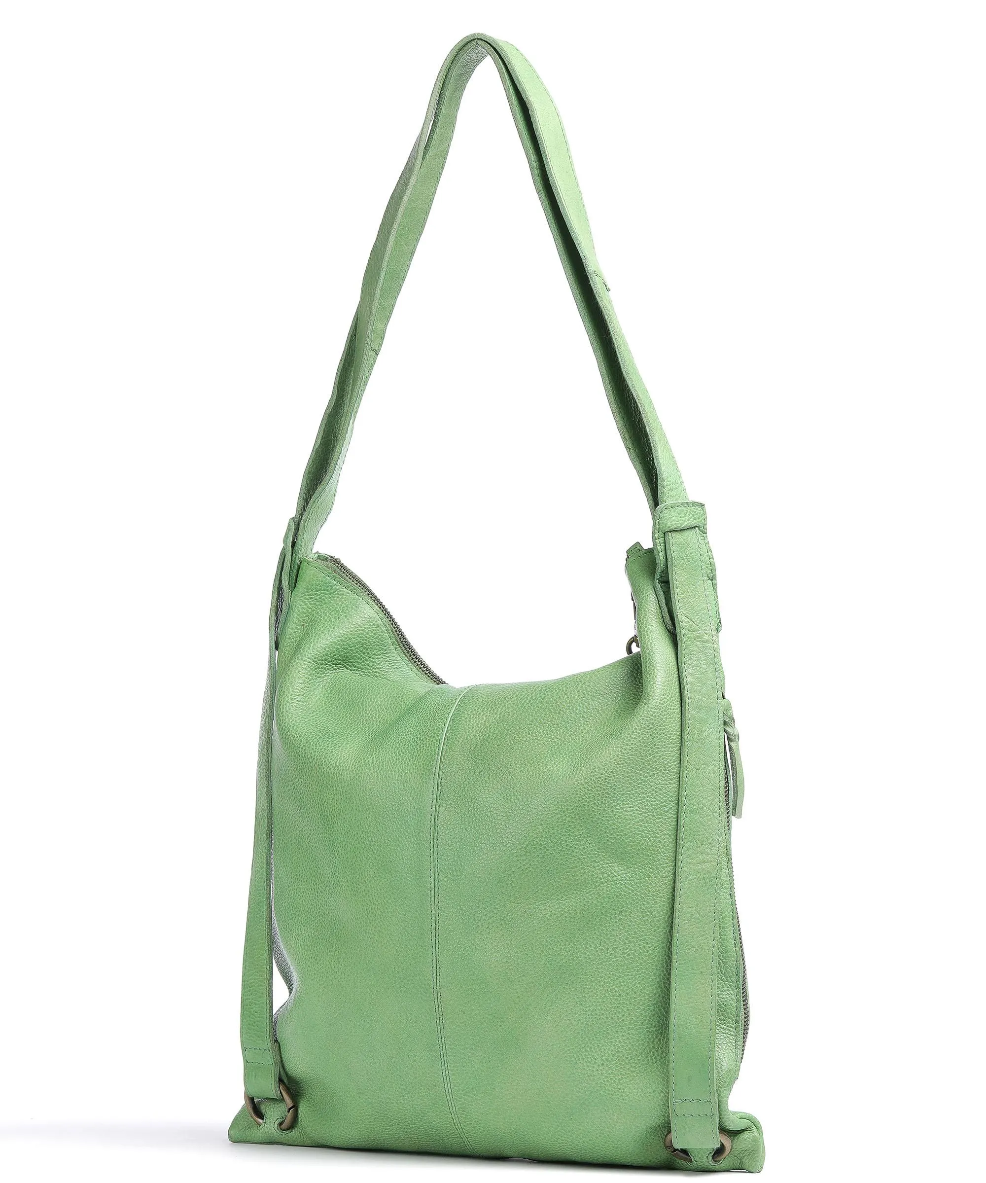  Taschendieb Wien Herzgasse 2 Borsa a zainetto pelle di vacchetta grana verde chiaro  