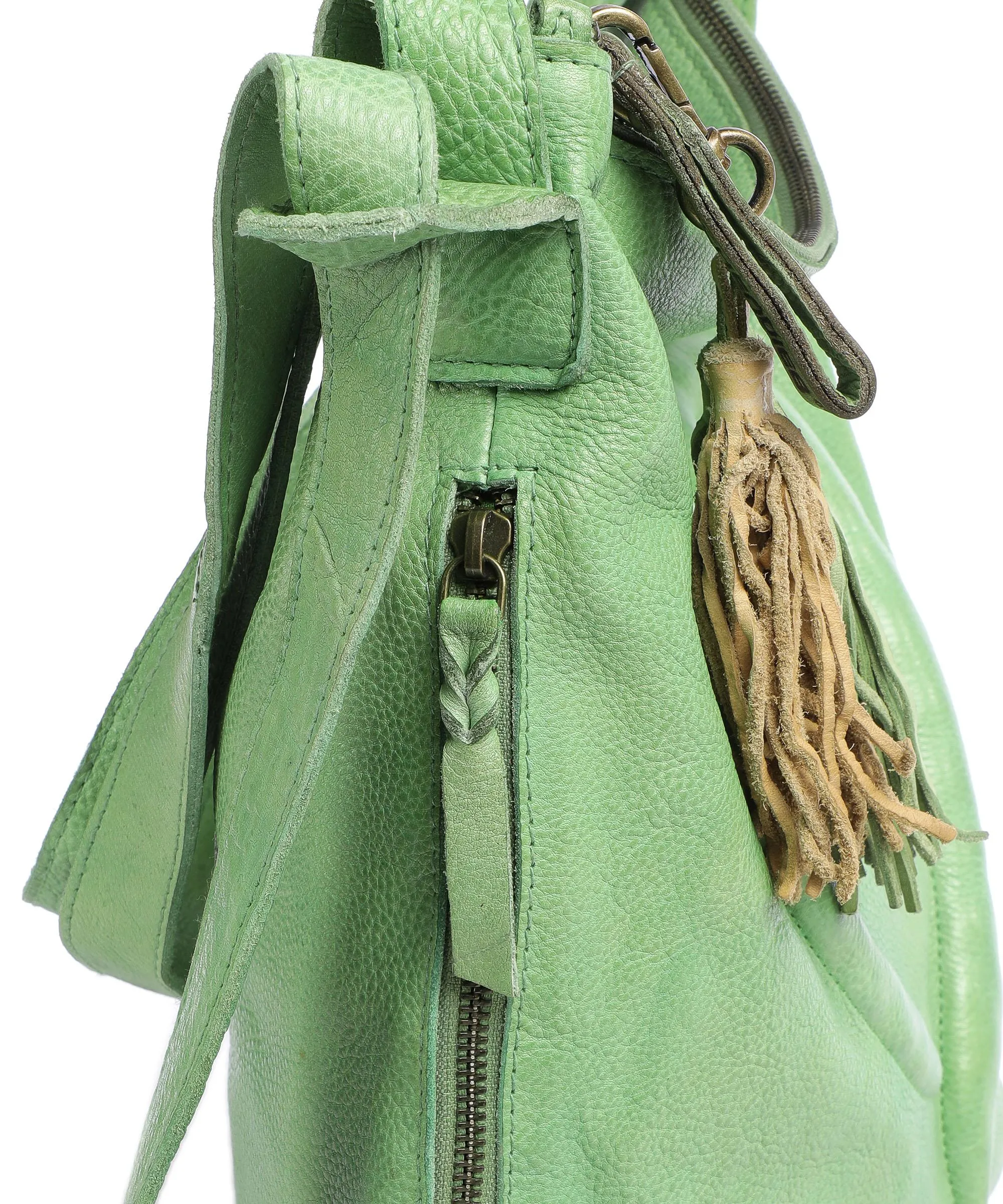  Taschendieb Wien Herzgasse 2 Borsa a zainetto pelle di vacchetta grana verde chiaro  