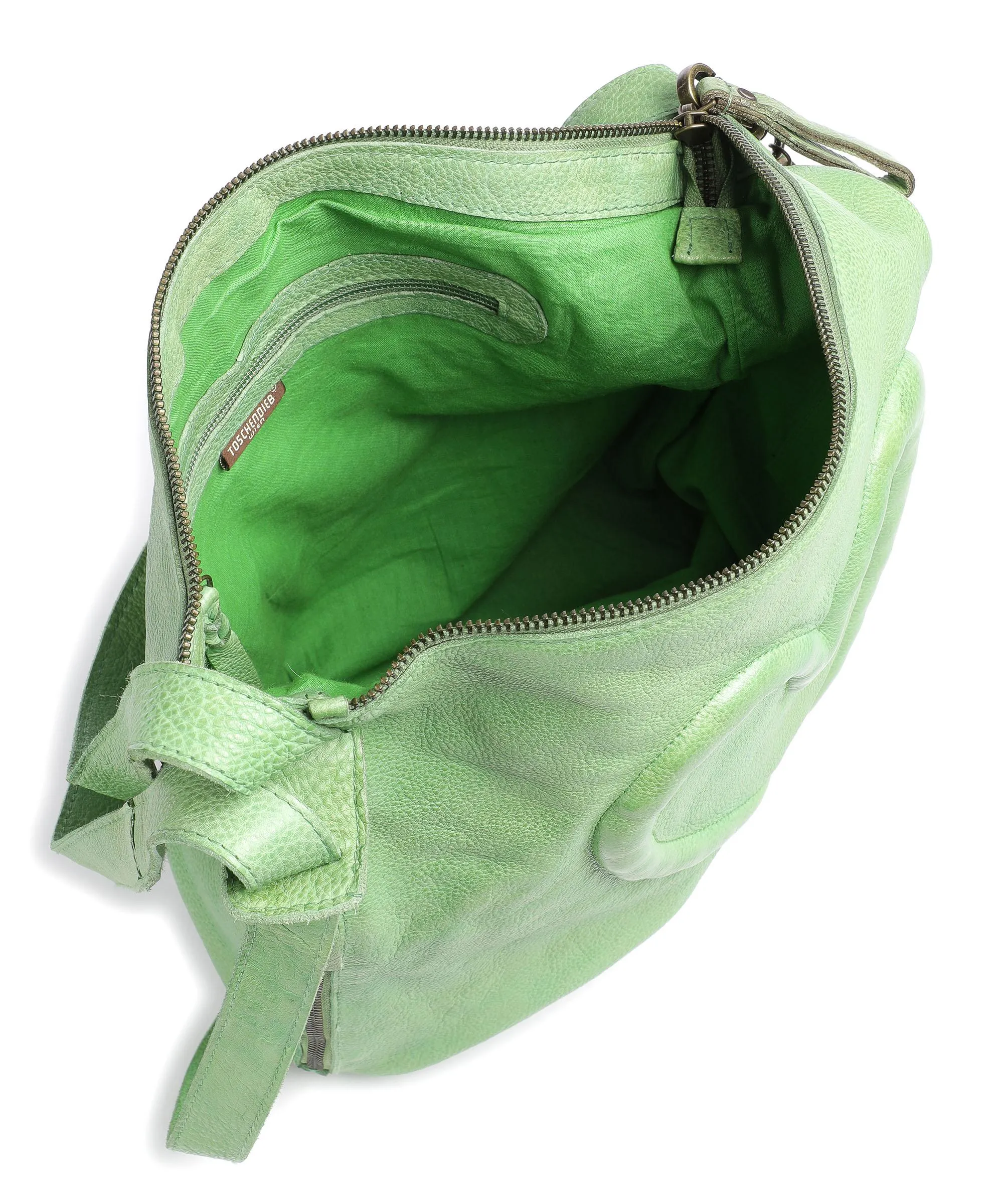  Taschendieb Wien Herzgasse 2 Borsa a zainetto pelle di vacchetta grana verde chiaro  