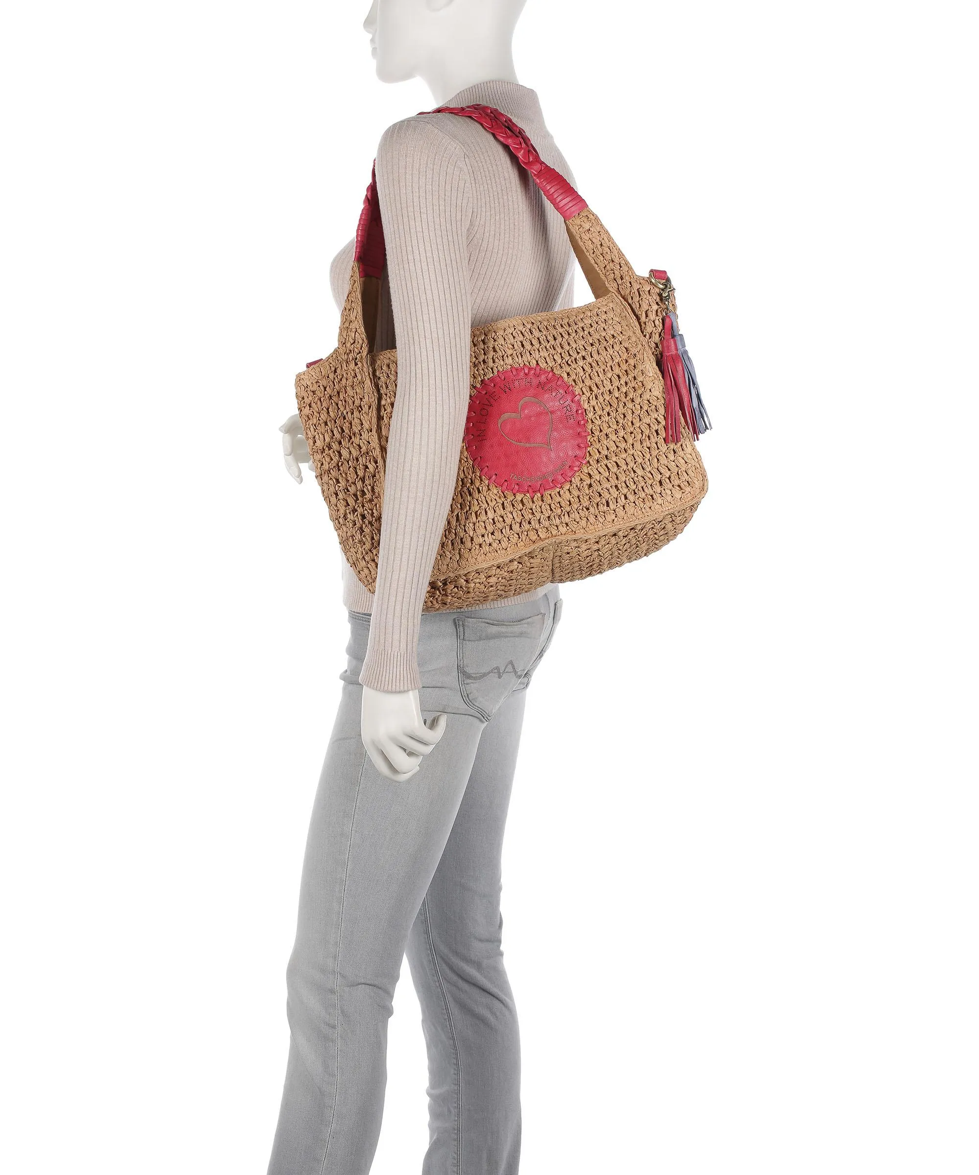  Taschendieb Wien Strandgasse 3 Borsa shopper libro beige/rosso  