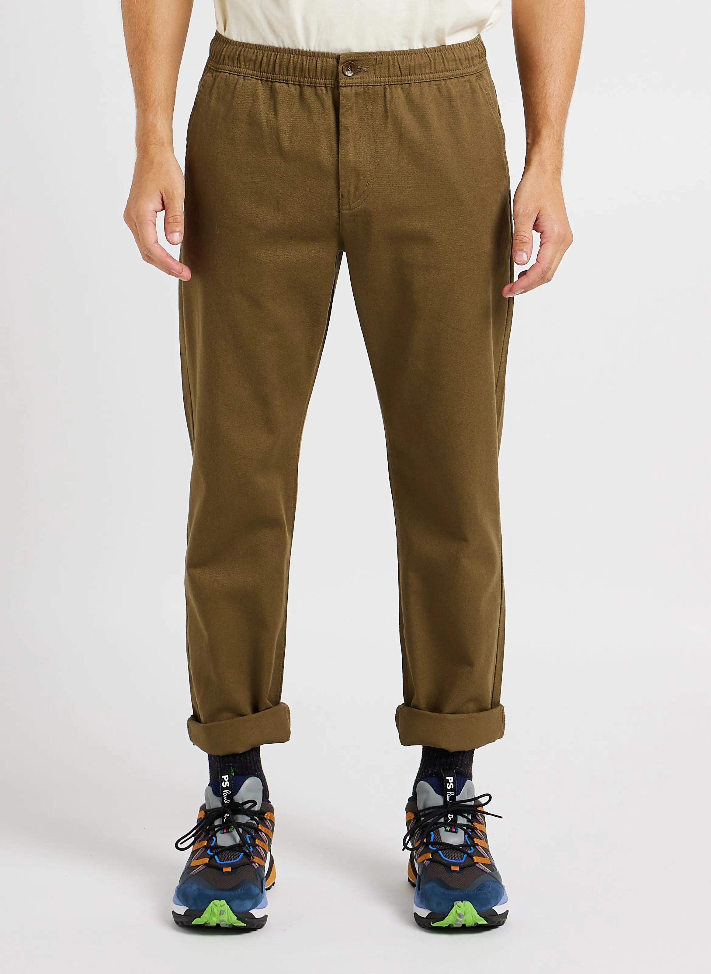  THINKING MU   Pantaloni dritti in cotone biologico | Verde