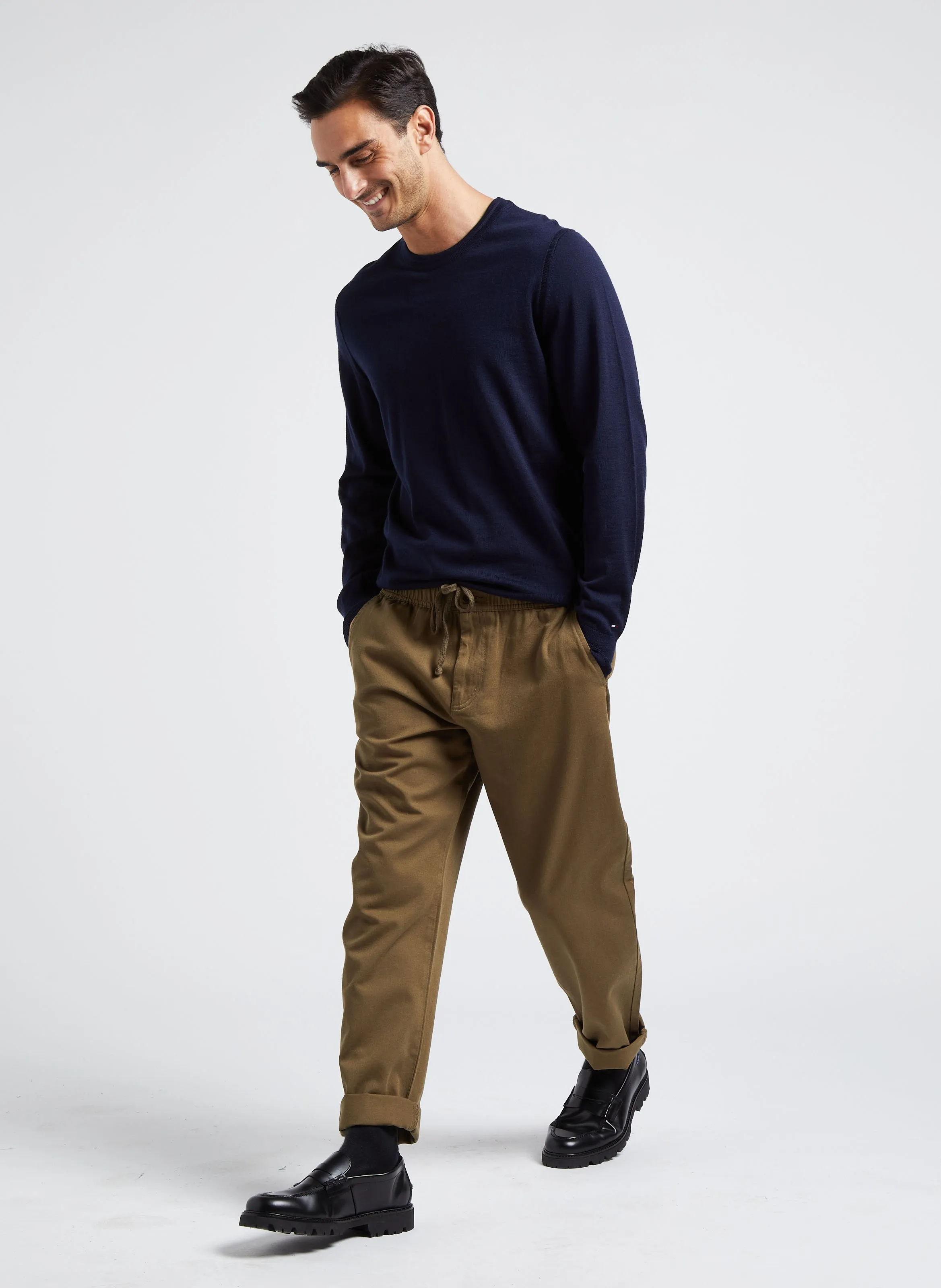  THINKING MU   Pantaloni dritti in cotone biologico | Verde