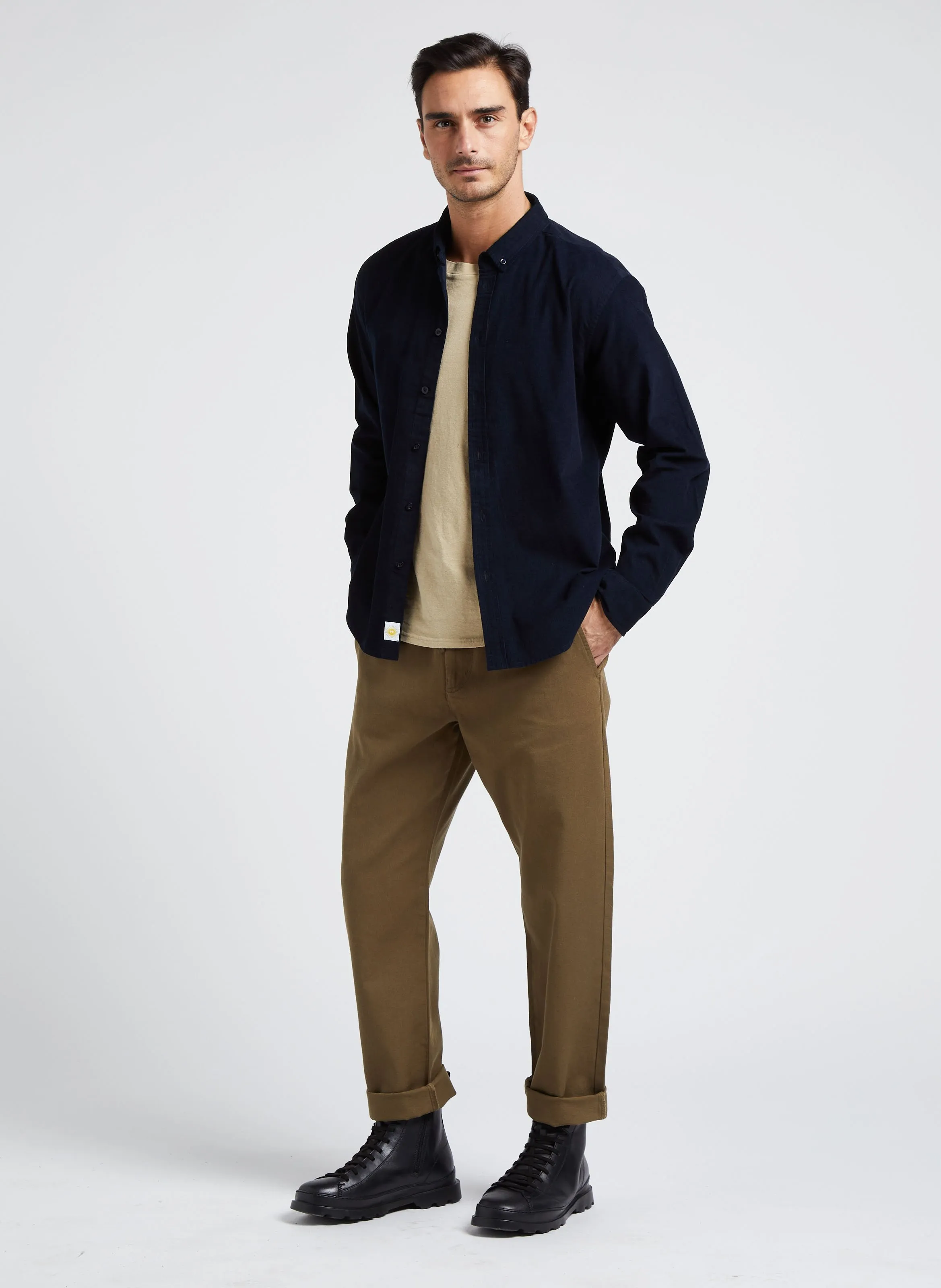  THINKING MU   Pantaloni dritti in cotone biologico | Verde