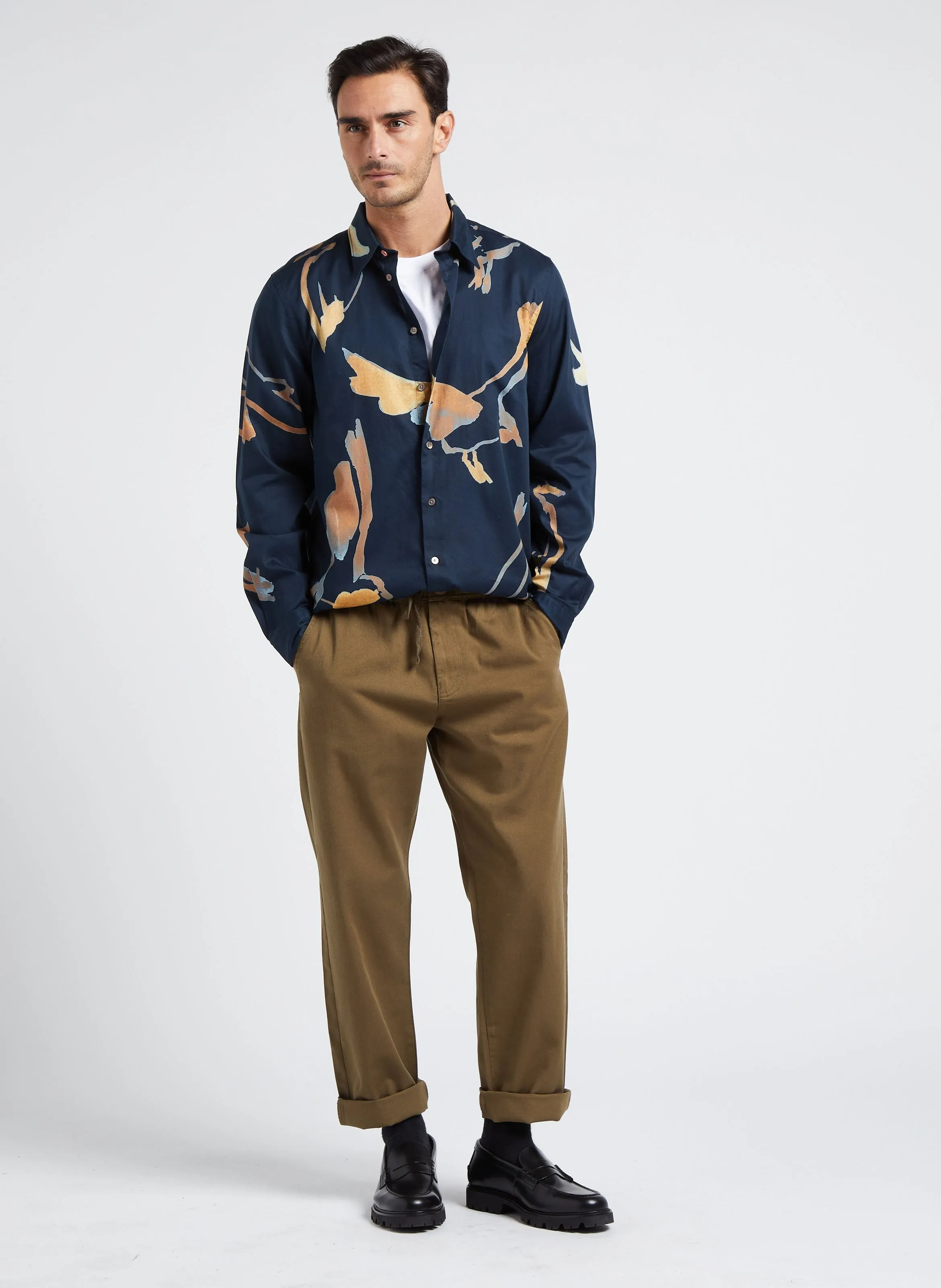  THINKING MU   Pantaloni dritti in cotone biologico | Verde