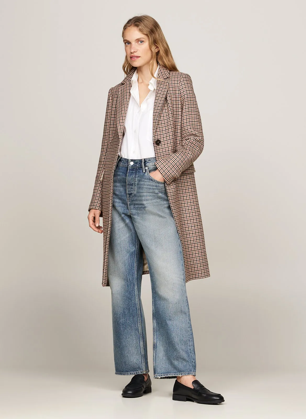  TOMMY HILFIGER   Cappotto a collo sartoriale diritto stampato | Grigio