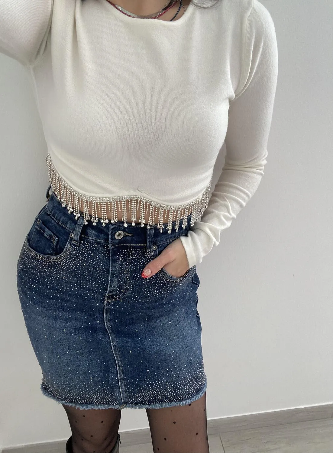 Top crop strass
