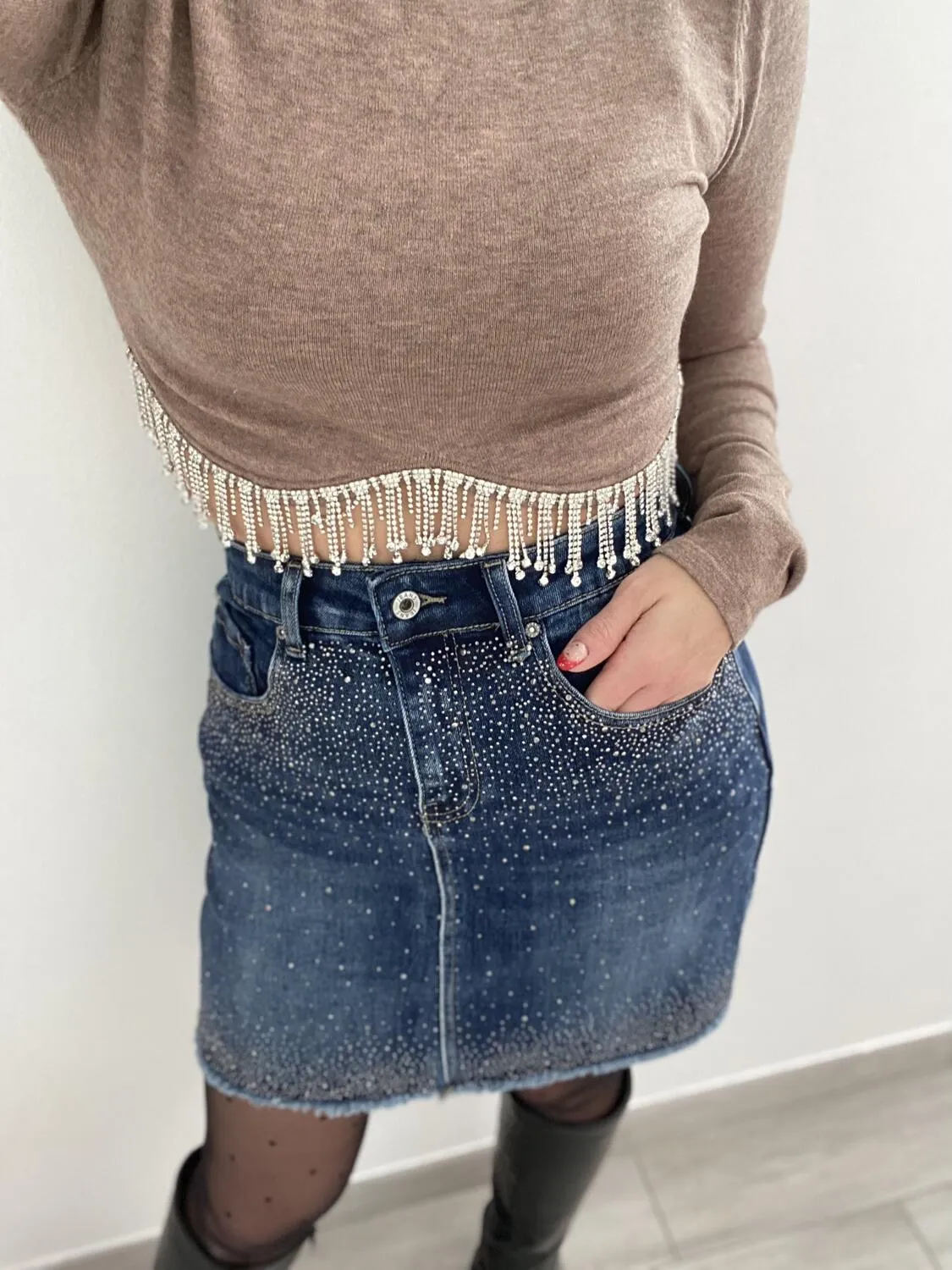 Top crop strass