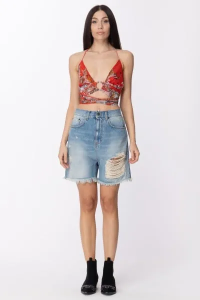 Top in tulle Mizzy annodato in vita TIGER-RED