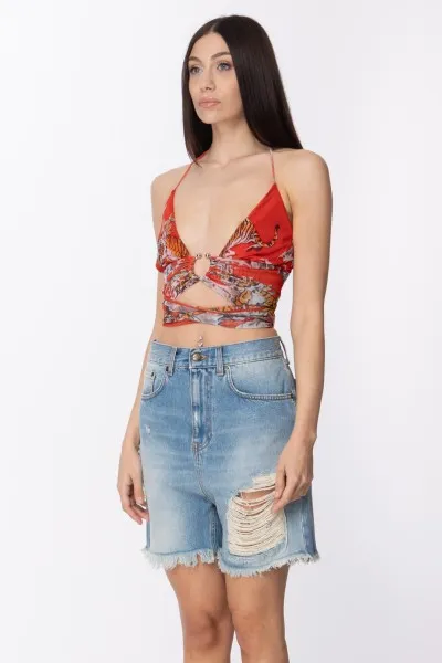 Top in tulle Mizzy annodato in vita TIGER-RED