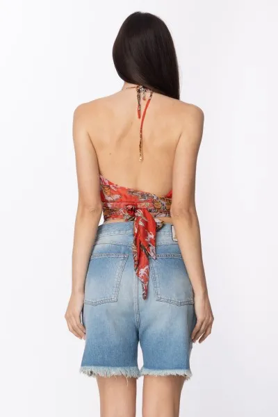 Top in tulle Mizzy annodato in vita TIGER-RED